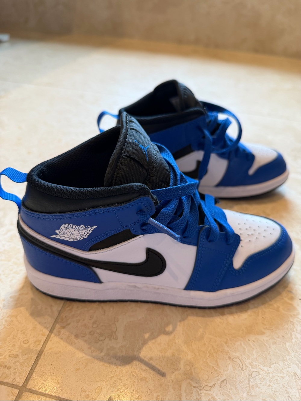 Nike Kids' Royal Blue and White authentic Air Jordan mid SI Sneakers size 2Y